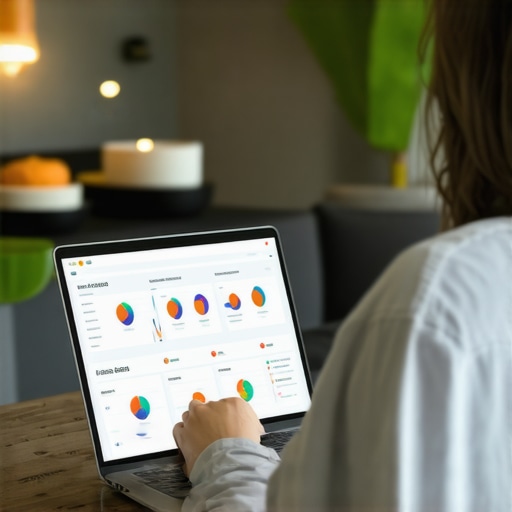 Business owner reviewing local SEO analytics with community visuals