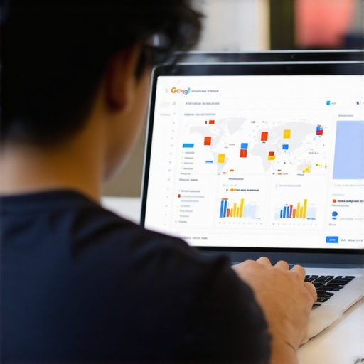 Person reviewing Google My Business analytics on laptop.