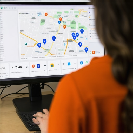 Team reviewing Google Maps and SEO metrics on a computer screen.