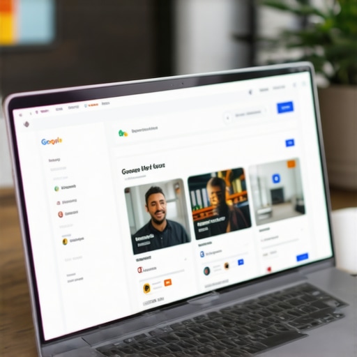 Business owner updating Google My Business profile on laptop