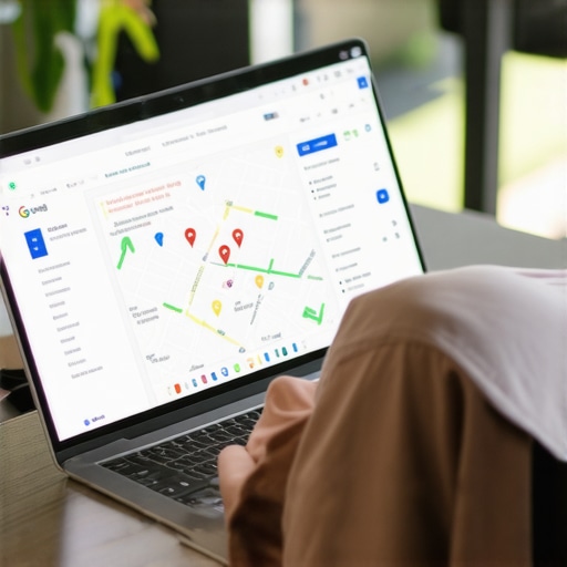 Person editing Google My Business listing on laptop illustrating local SEO steps.