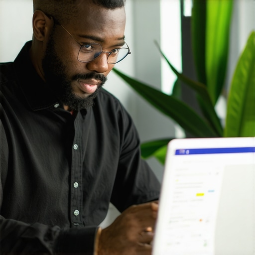 Business owner editing Google My Business profile on laptop.