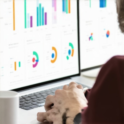 Person working on local SEO tools on a laptop at a workspace.