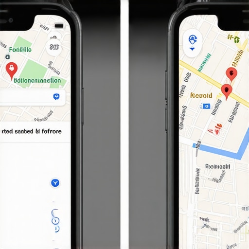 Screenshots showing the enhancement of a Google Maps listing from invisible to highly visible, illustrating key optimization steps.