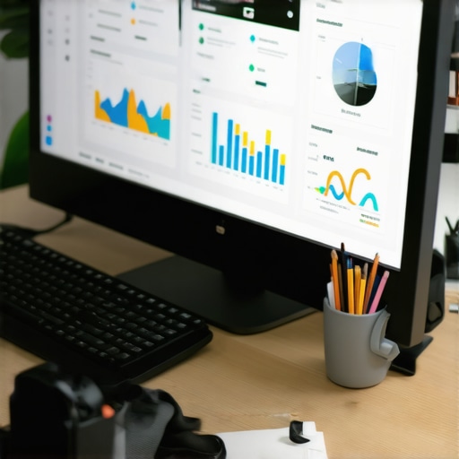 Person analyzing local SEO metrics on a digital dashboard in a modern workspace