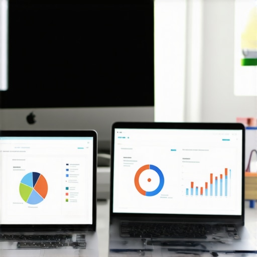 Laptop screen displaying local SEO analytics and maps management tools