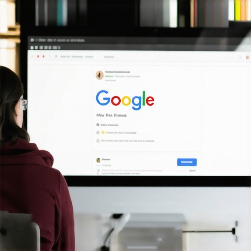 Business owner editing Google My Business listing on a laptop.