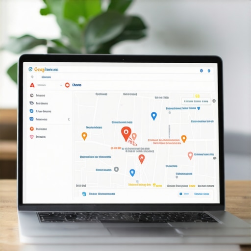 Business owner working on Google Maps listing on laptop