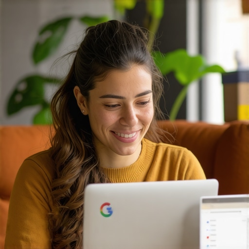 Business owner editing Google My Business listing on a laptop.