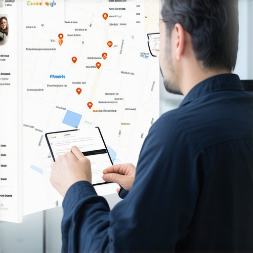Business owner editing Google My Business listing with photos and review responses