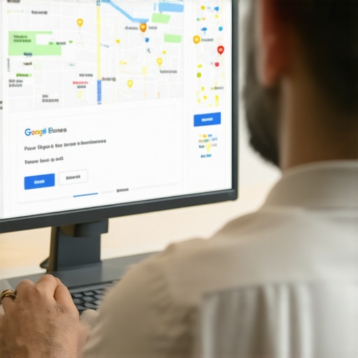 Business owner editing local business listing on computer