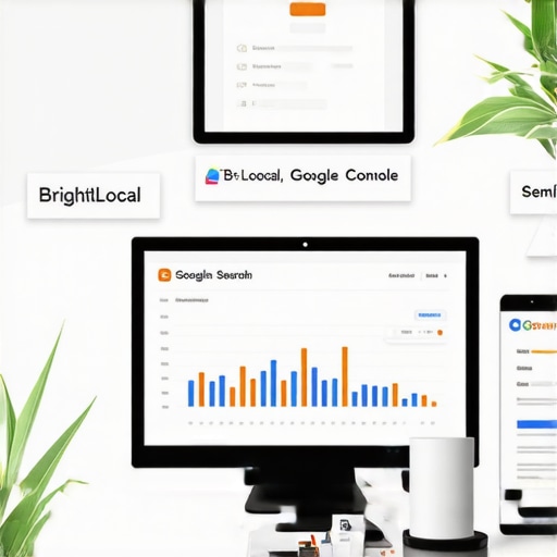 Screens displaying local SEO analytics and management tools for maps marketing strategies.