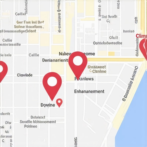 Map with business location pins illustrating local SEO tactics for Google Maps.