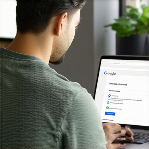 Business owner optimizing Google My Business profile with community background