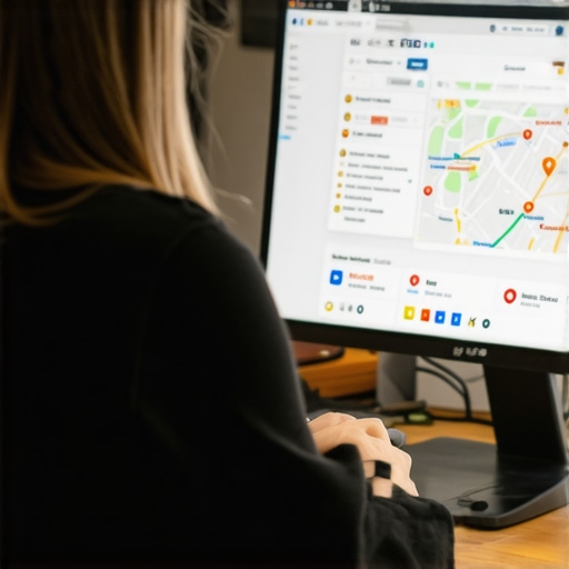 Business owner enhancing local map listings on a desktop