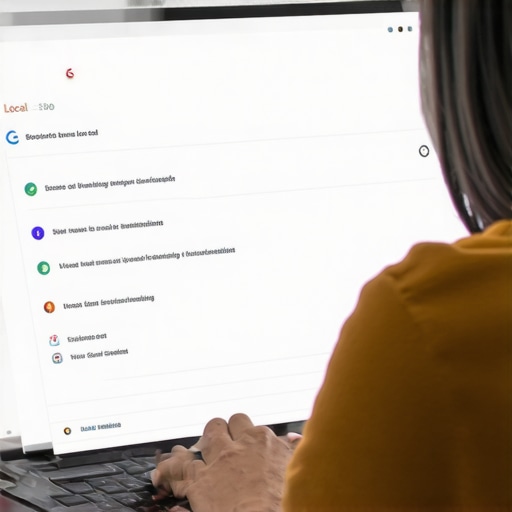 Person working on local SEO profile optimization on laptop
