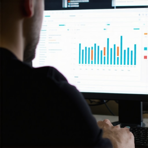 A professional analyzing local SEO data with sophisticated tools to ensure ongoing visibility in maps marketing.