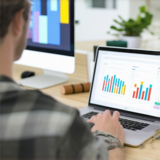 A person analyzing local SEO data on a computer screen in an office to maintain Google Maps rankings.