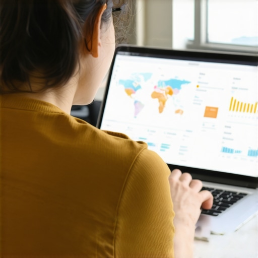 A person working on local SEO analytics on a laptop, highlighting maintenance and monitoring tools.